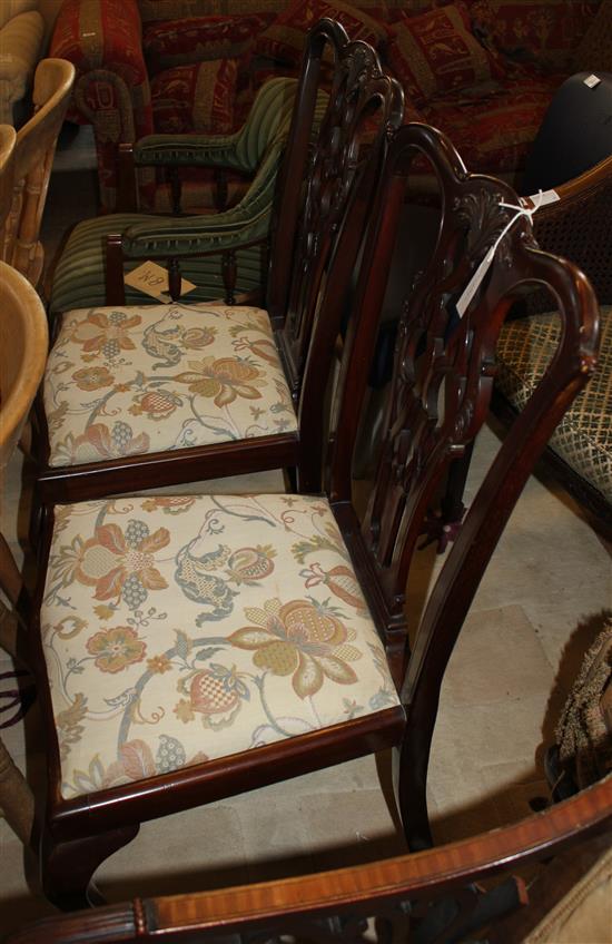 Pair of Chippendale style mahogany side chairs